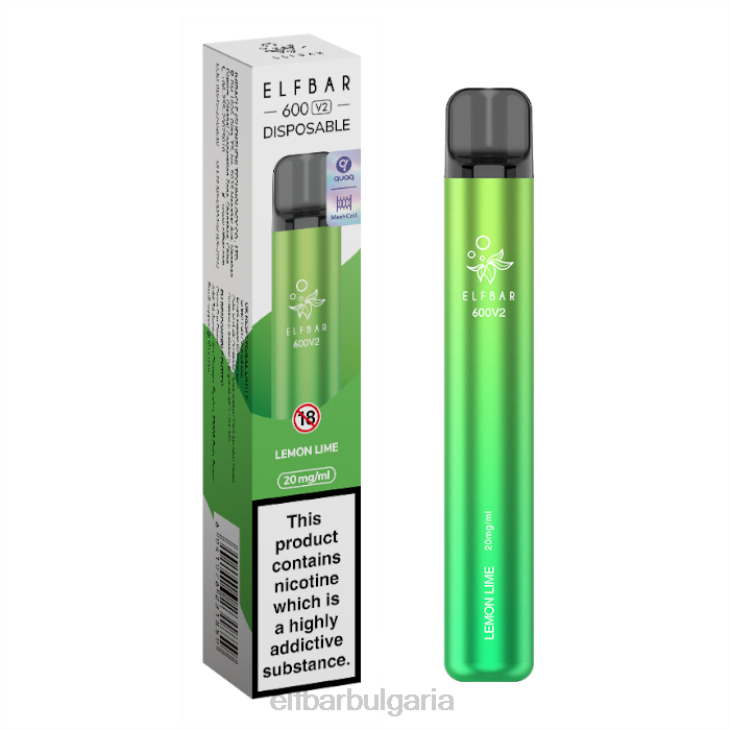 TN6215 elfbar 600v2 вейп за еднократна употреба - 20 mg лимонов лайм електронни цигари